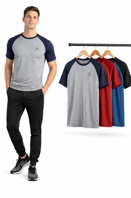 Herren Sport T-Shirt Raglan Mesh Funktionsshirt Laufshirt Fitness Gym Kurzarm