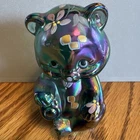 Fenton Carnival Glass Bear Hand Painted & Signed