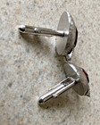 VINTAGE SILVERTONE & RED SIGNED SWANK CUFFLINKS — photo 2