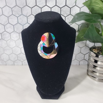 VTG 80s Nancy B Frank Handmade Brooch Lapel Pin Modernist Art Geometric SIGNED