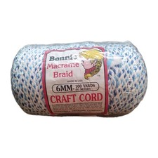 Bonnie Macrame Braid 6mm Craft Cord 100 Yards Blue Ray blue/white  NEW/SEALED