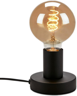 E26 E27 Industrial Table Lamp Base, Black Metal Edison Bulb Stand
