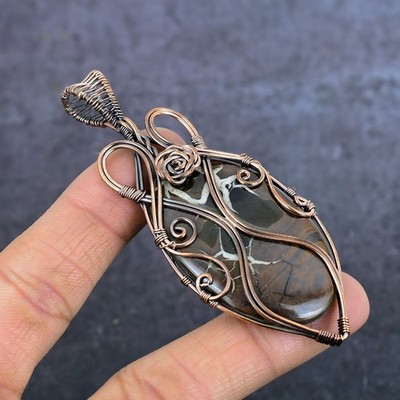 Natürlicher Schlammriss Fossil Edelstein Kupfer Eire Verpackung Schmuck Anhänger 3,66'' Geschenk l8
