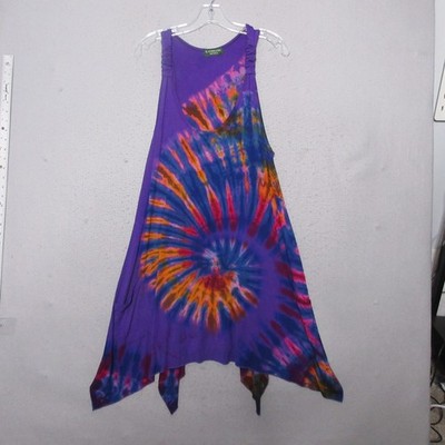 Kathmandu Imports Tank Dress Tie Dye Sharkbite Boho Hippie Festival Beach Artsy