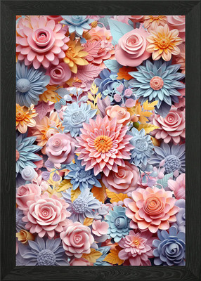 3D Blumen Pastell gerahmtes Wandbild Poster Leinwanddruck Bild