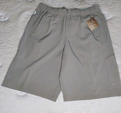 Magellan Mens Khaki Fishing Shorts Elastic & Tie Waist Small