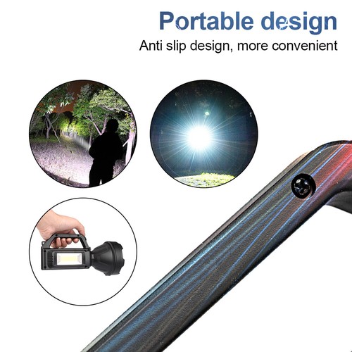 USB Rechargeable Solar LED Work Handlight Flashlight Torch Searchlight For Camp - Picture 3 of 14
