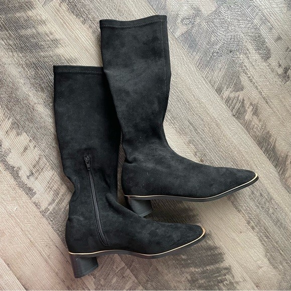 tony bianco boots womens palms black stretch suede boots