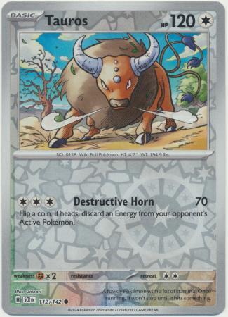 TAUROS 112/142 STELLAR CROWN POKEMON (REVERSE HOLO, NM)