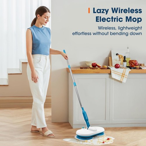 Floating Mop Elektrischer Wischmopp Akku Wischer Bodenreiniger & Polierer 6 Pads - Bild 10 von 12