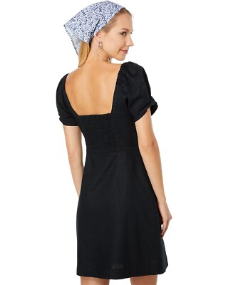 Madewell Linen-Cotton Puff-Sleeve Mini Dress Women's Clothing True Black : 0 Madewell Linen-Cotton Puff-Sleeve Mini Dress Women's Clothing True Black : 0