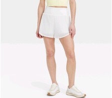 Women's Woven High-Rise 2-in-1 Run Shorts 3" - All In Motion Size XS White
