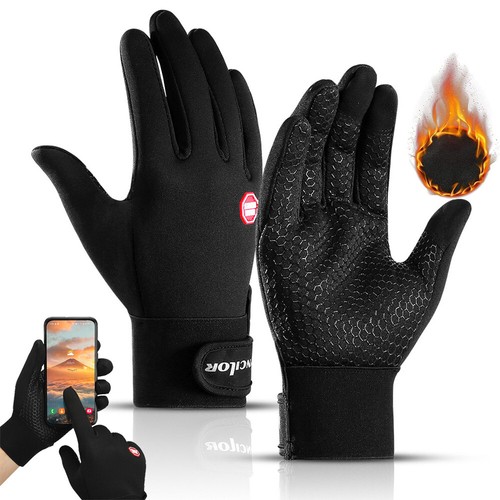 Outrip Womens Lady Winter Warm Gloves Touch Screen Phone Windproof Lined Thick Gloves (Black)(Size: M