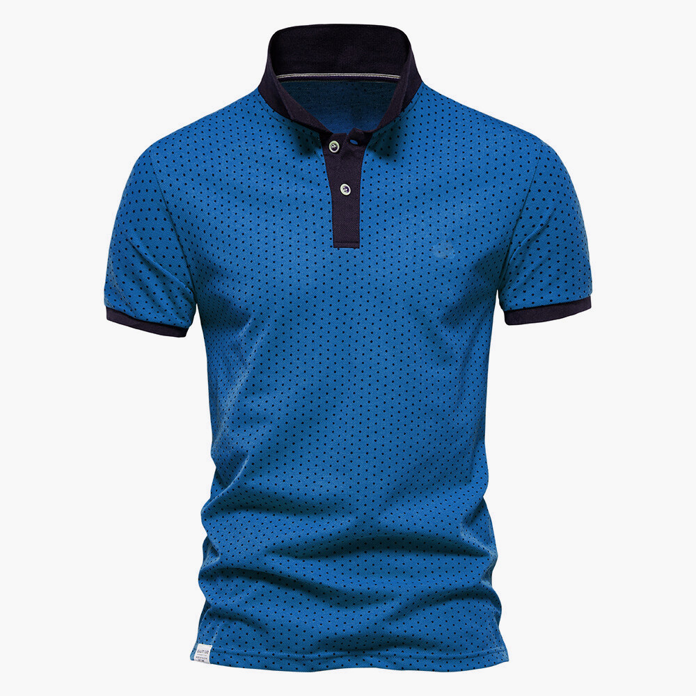 Mens Polka Polo Shirt T-Shirt Top Short Sleeve Contrast Mens Polka Polo Shirt T-Shirt Top Short Sleeve Contrast