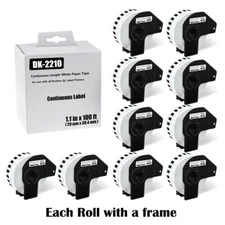 10Rolls 19mmx30.4m Continuous Paper Tape DK-2210 forl Brother QL-500 Label 