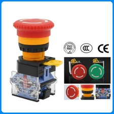 22mm Emergency Stop ON OFF Push Button Switches Latching 10A 440V IP40 Red Green