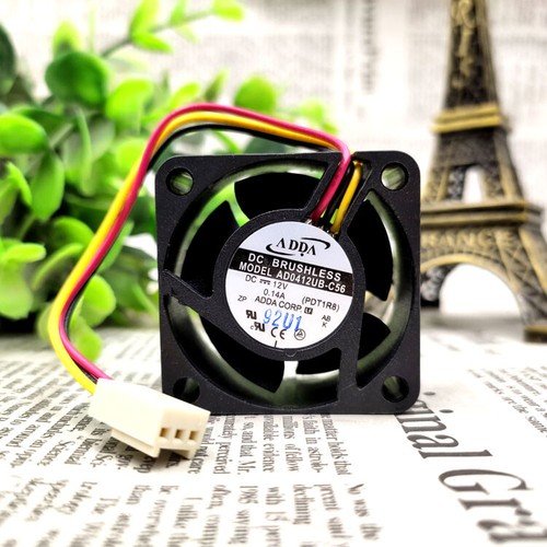ADDA AD0412UB-C56 12V 0.14A 4020 4CM 3-wire Double Ball Cooling Fan NEW - Picture 2 of 6