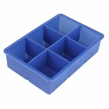 Chef Craft 6-Cube Silicone Ice Cube Tray - Makes Large 2" Easy Remove Cubes