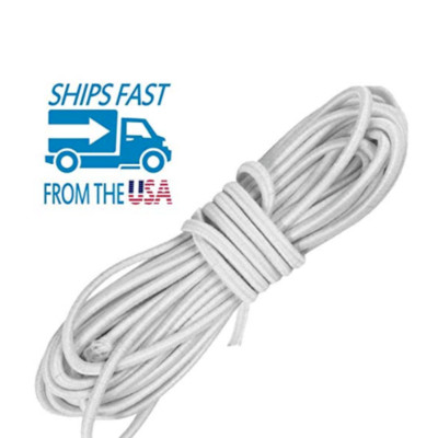 10 YARDS WHITE ROUND ELASTIC / GREAT FOR FACE MASK / US SELLER / 2 MM