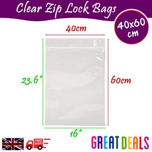 40x60 Cm Grip Seal Zip Lock Self Press Resealable Clear Plastic Bags 1 100 000 Ebay