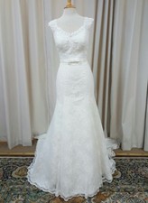 NEW Justin Alexander Sincerity Bridal Sheath Gown Lace 3835 Wedding Dress Ivory