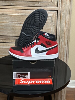 DS Brand New Air Jordan 1 Mid Chicago Toe Sz-8 554724 069 W/Rec