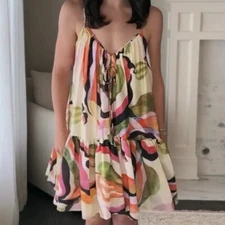 NWT H&M A-line Viscose Strappy Loose V-Neck Dress Cream/Pattern XS S M L XL XXL