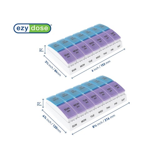 Ezy Dose Weekly AM/PM Travel Pill Organizer & Planner Container 7 Day Pill Pods - Picture 3 of 10