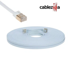 CAT7 SFTP Câble Ethernet Patch Cord plat 10Gbps 6FT-100FT Blanc Multi-Pack LOT