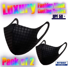 UPF 50+ Cooling Mask Fashion Black Face Mask Washable & Reusable  ( Pack of 2 )