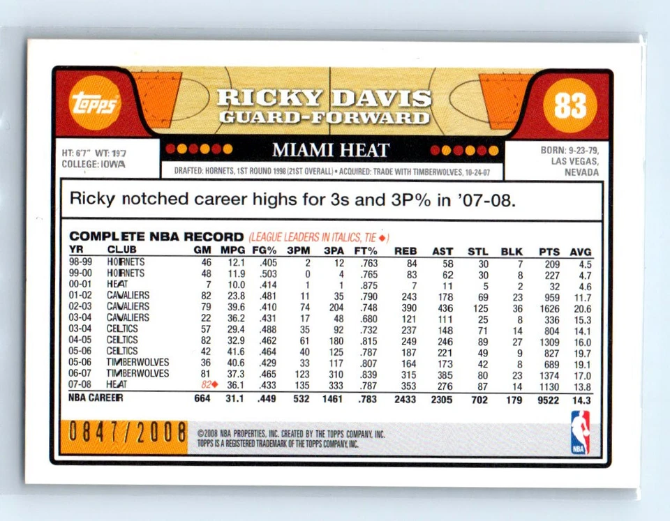 2008 Topps 51 años de colección # 108 Chris Wilcox serie #/2008 Okc Foto 2 de 2