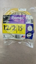 Romex SIMpull 15' 12-2 w/ Ground Yellow Indoor Wire Copper NM-B Cable NEW