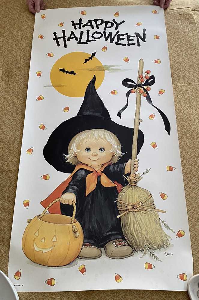 Vintage Ruth Morehead 1997 Halloween Door Poster Teenie Halloweenies 23