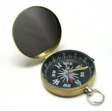 Brass folding Compass with lanyard loop each E9582