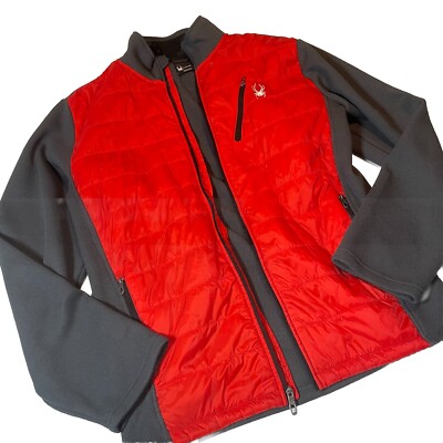 Spyder Mens Hydroweb Hybrid Volcano Jacket Size XL Gray Red