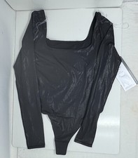 Lululemon Wundermost Square-Neck Black Bodysuit Shine Nulu Size Medium