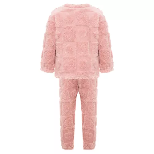 Kids Boys Girls Pajamas Set Solid Color Tops With Pants Round Neck Flannel Suit - Foto 7 di 72