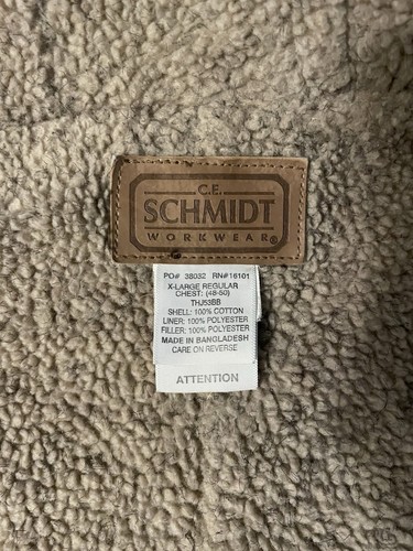 C.E. Schmidt XL Workwear Sherpa Lined Duck Canvas Hoodie Jacket Men's - Picture 10 of 11