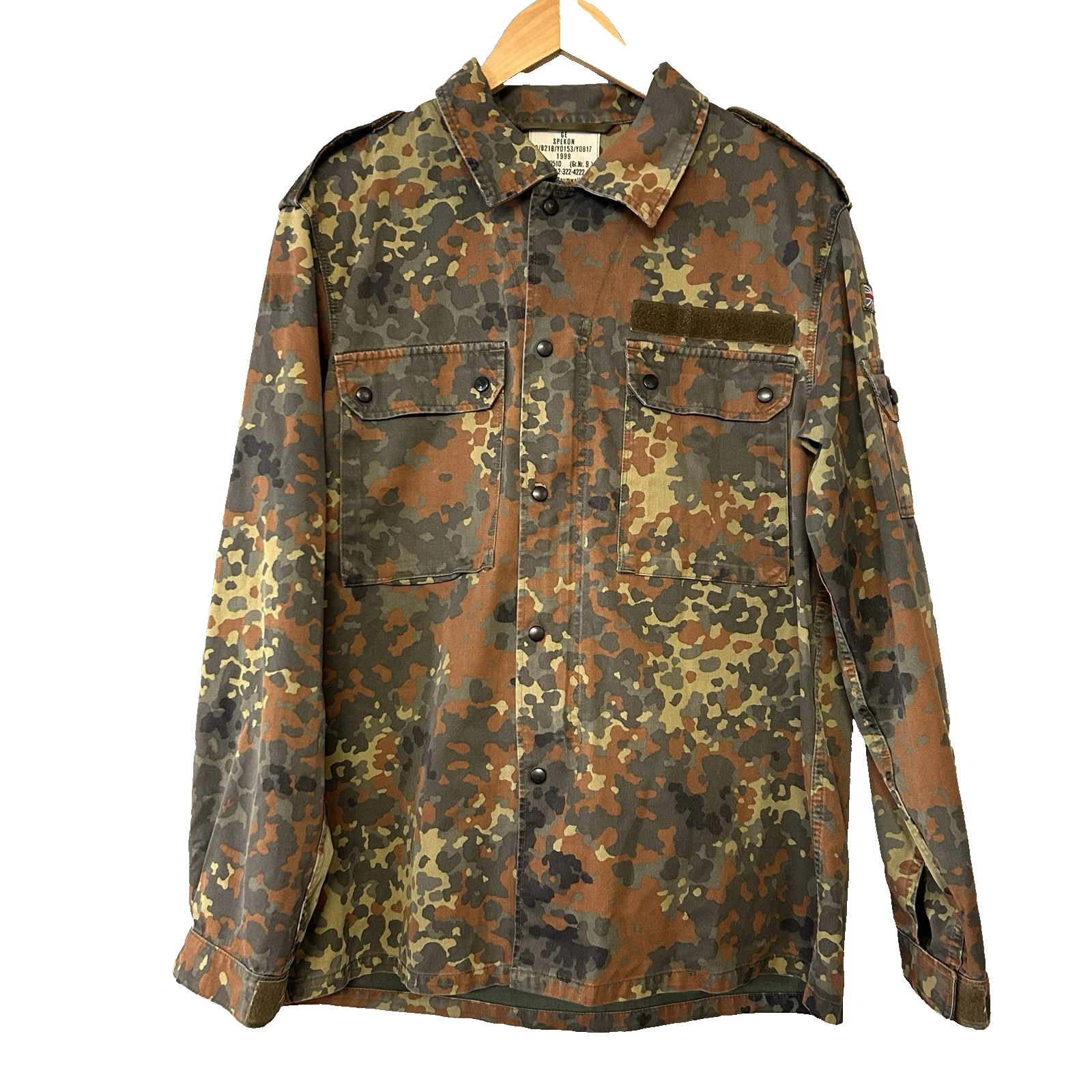 Vintage Ge Spekon 1999 Khaki Camouflage German Military Jacket Large Shacket