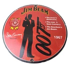 Vintage Jim Beam Sign - Adult Beverage 007 Bond Liquor Porcelain Gas Sign