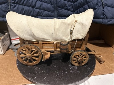 Vintage Covered Wagon Western Cowboy Wooden Canvas Conestoga Wagon Toy ...