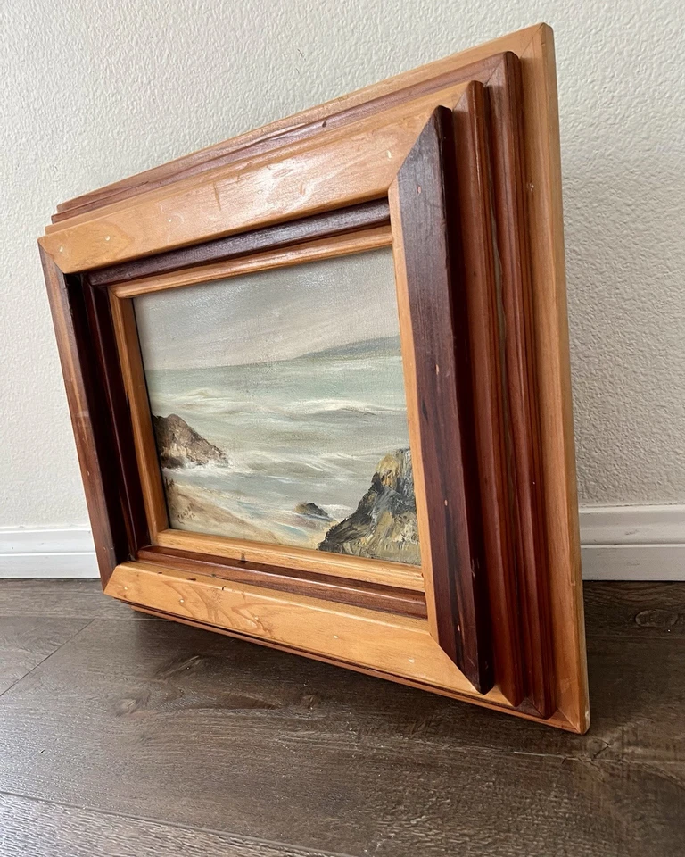 Pintura al óleo original 1972 de Lisa Casson marco de madera enmarcado 16/19 pulgadas Foto 2 de 4