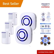Wireless Motion Sensor Alarm System - 2 Receivers & 3 PIR Sensors for Safety