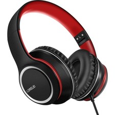 X8 Black-Red Over-Ear Headphones with 1.45m Tangle-Free Cable - Comfort & Style