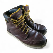 DeWALT Men's Moc Toe Work Boots 10 W DXWP10034 Soft Toe Laces Up Brown Leather