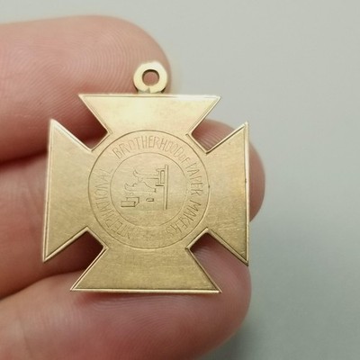 Vintage 1924 International Brotherhood Paper Makers Union Medal Badge Gold Tone