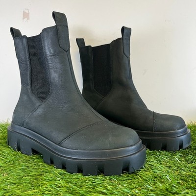 Toms Stiefel Größe 6 Damen schwarz Leder Rowan zum Überziehen bequem Chelsea Schuhe