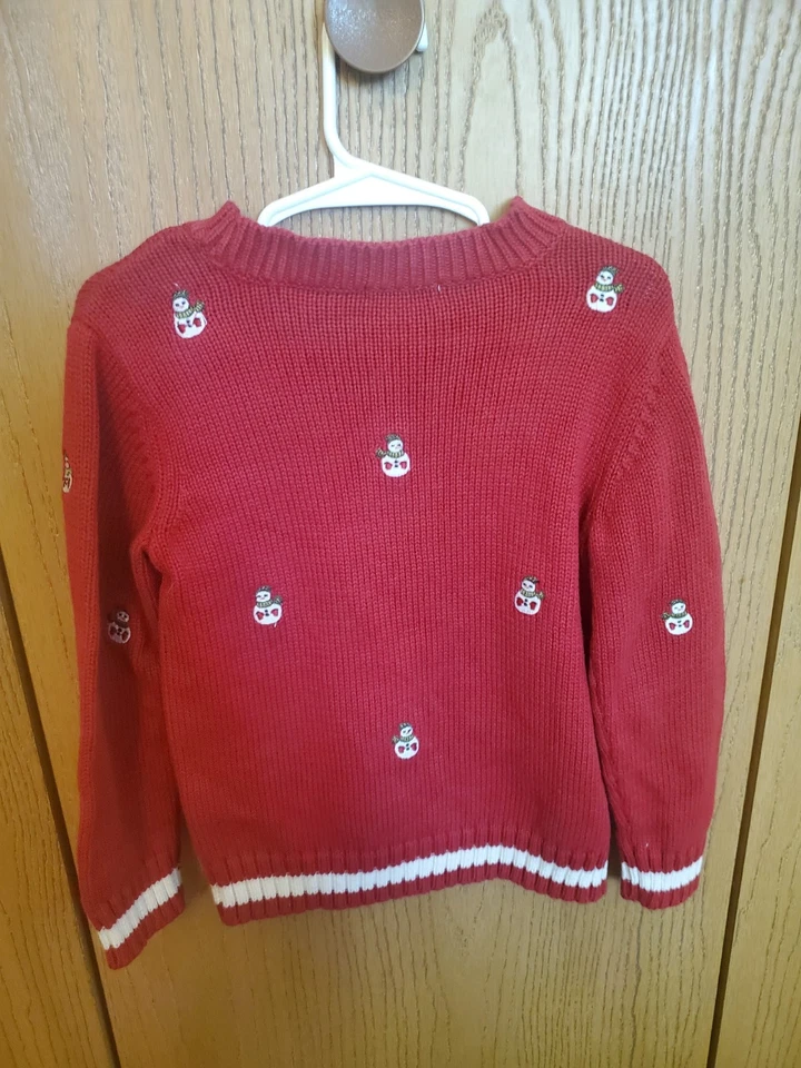 Greendog Toddler 4t Embroidered Snowman Sweater 100% Cotton Red - Image 4 of 4