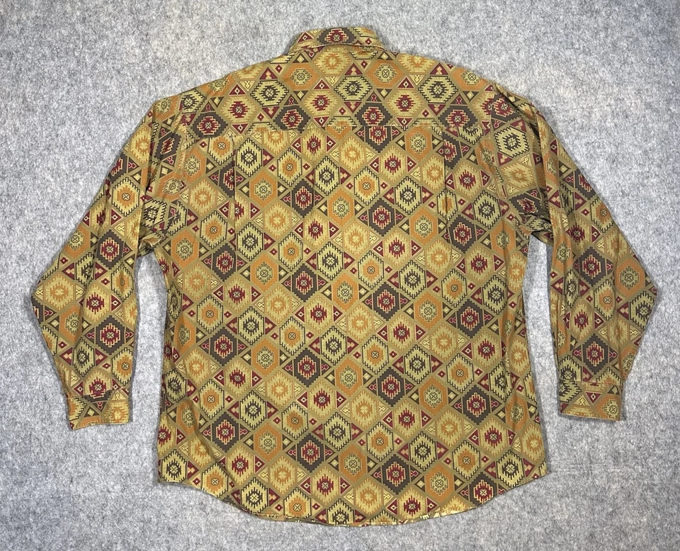 Bill Blass Tribal Button Up Shirt Men’s L Vintage Southwestern Aztec Indian - Image 2 of 4