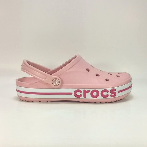 Crocs Bayaband Clog Damen 11 hellrosa und weiß Knöchelriemen Plateau Clogs - Bild 1 von 10